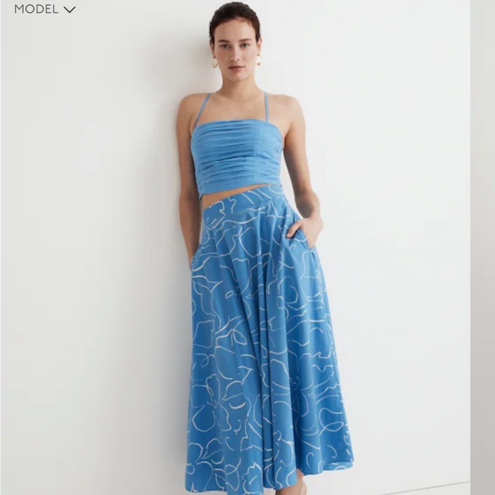 Madewell Poplin Crop Tube Top NWT size 8 blue
